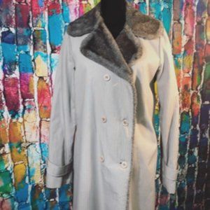 Vintage Unbranded Fur Lining Collar Trench Coat